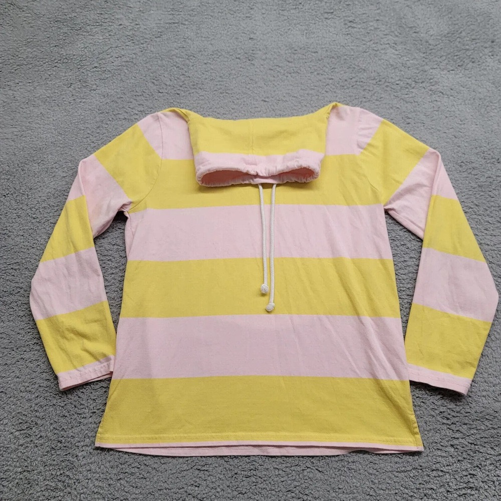 J.Crew Sweatshirt Womens Small Pink Yellow Stripe Pullover Turtle Neck Casual - Picture 10 of 16